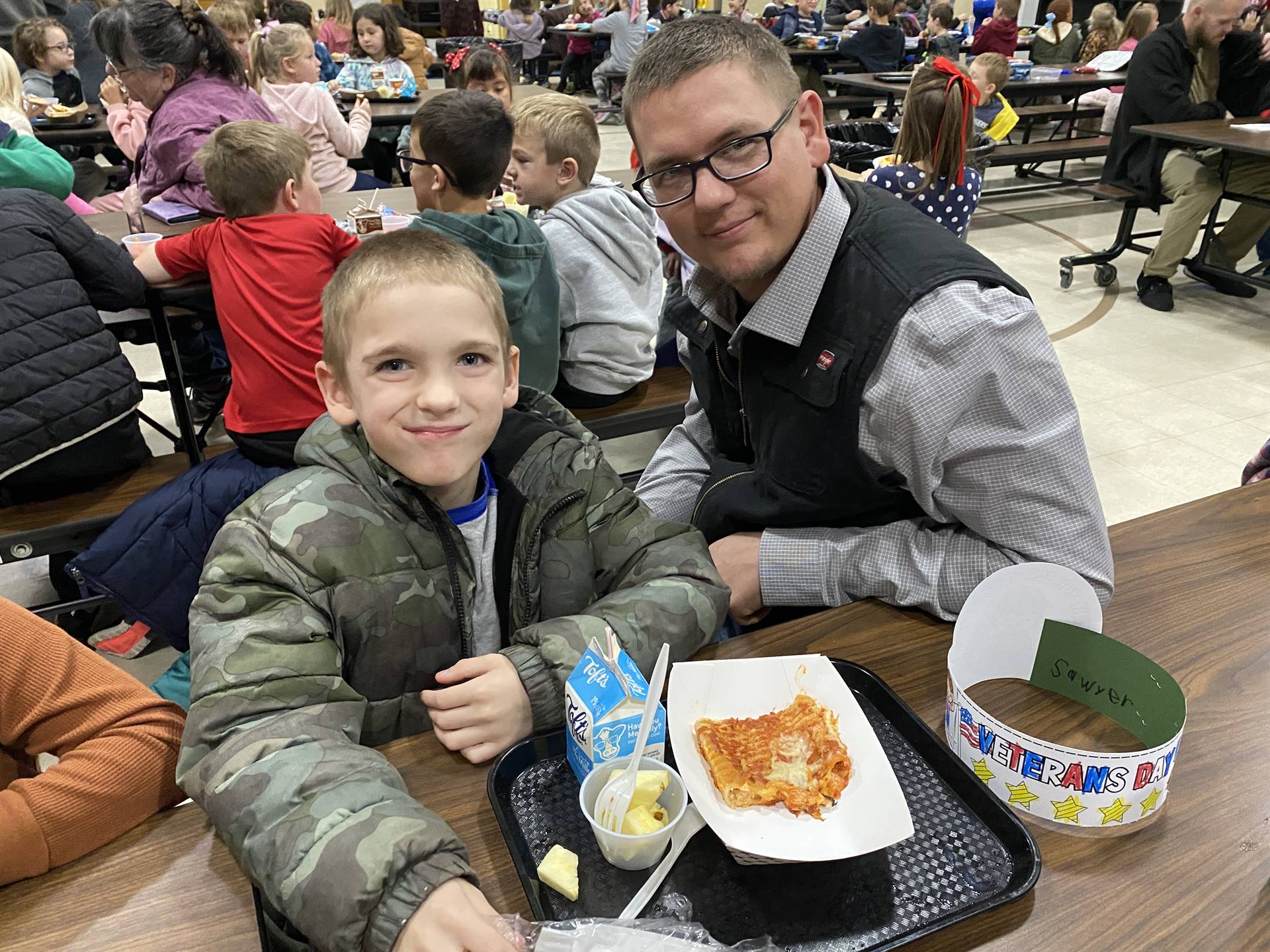 Sawyer and his dad enjoy the Veterans Day lunch!!!